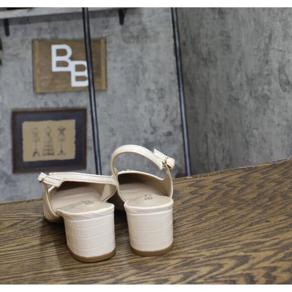 Giani Bernini Memory Foam Block Heel Slingback Pumps Bisque Croco Off White 8.5M - Picture 4 of 11
